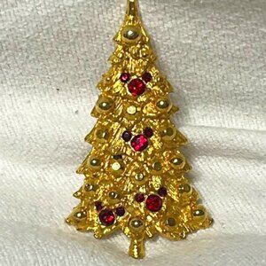 VTG Walt Disney 3D Christmas Tree Gold Tone Mickey Mouse Pin Brooch 1.5"x2.5"